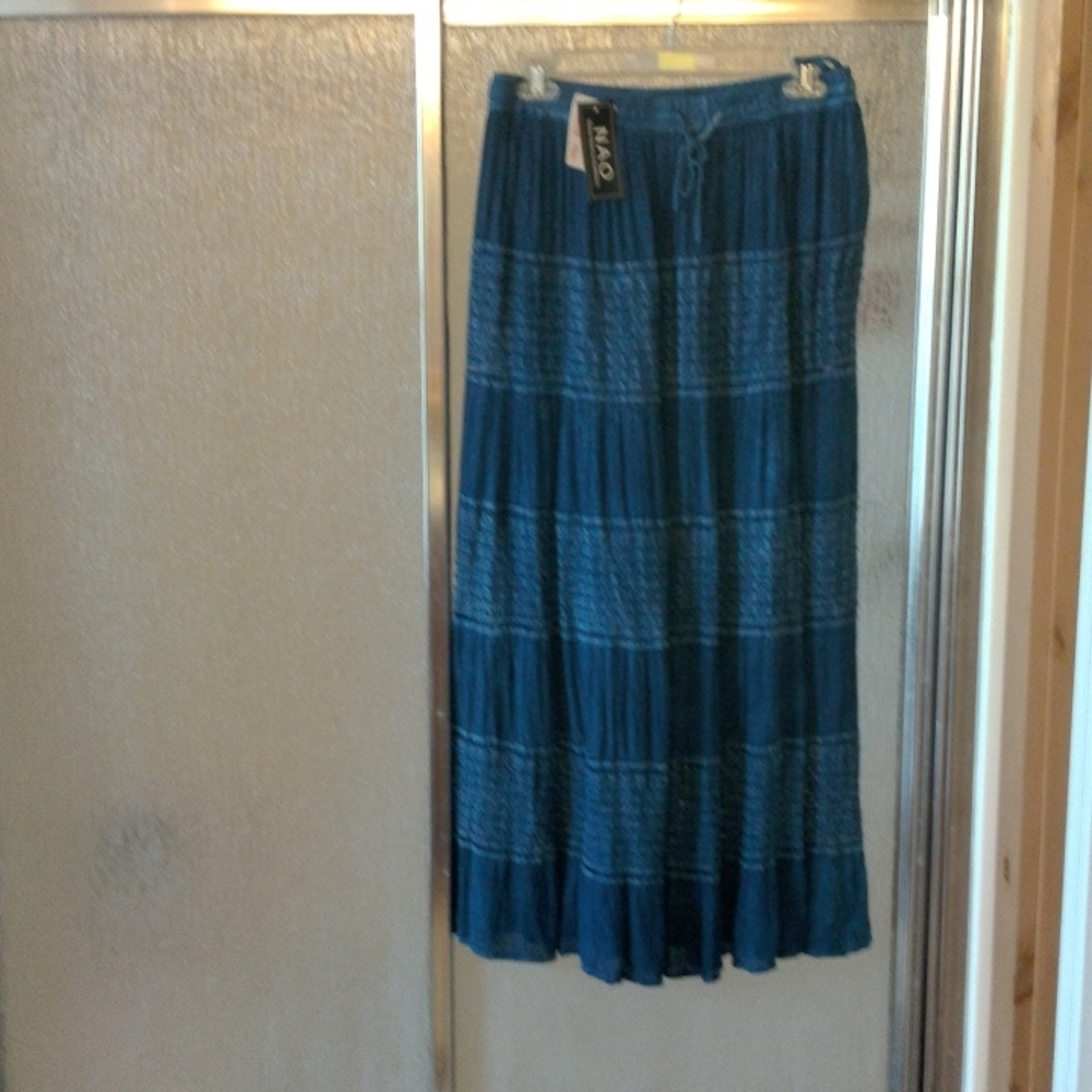 NAO Brand Skirt, size medium, denim blue color, 100%rayon